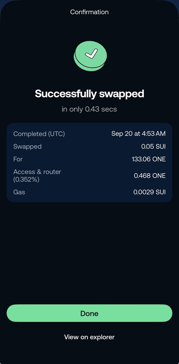 Swap confirmed