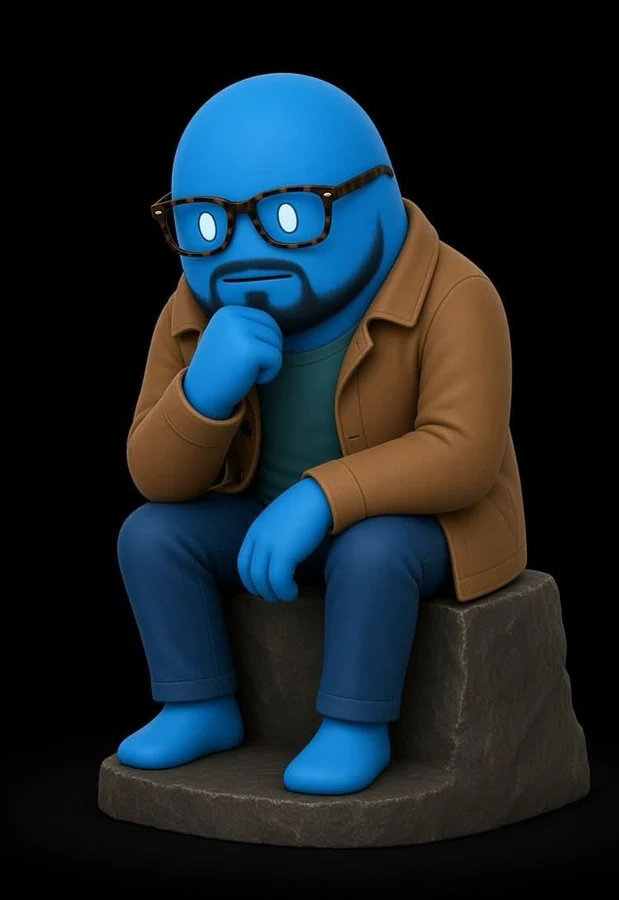 The $ONE mascot sitting on a rock, thinking
